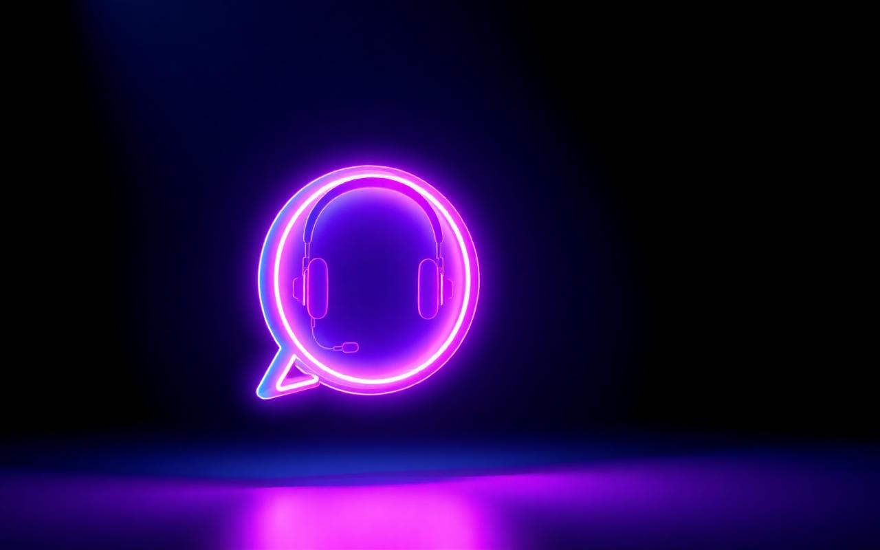 Headset en chat bubble in neon licht